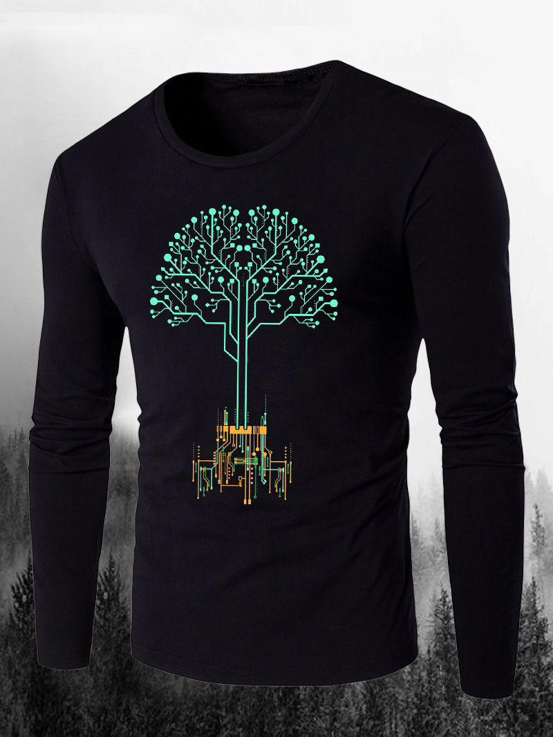 Men's Circuit Tree Printed Long Sleeve T-Shirt