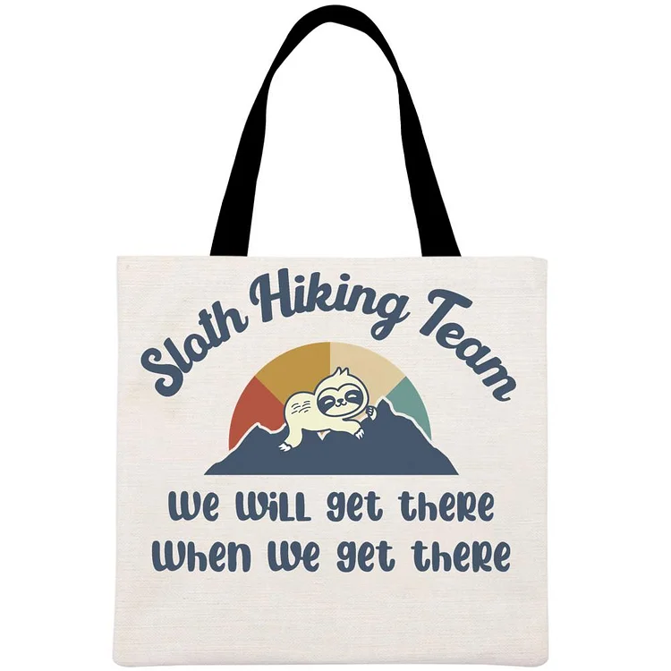 sloth hiking team Printed Linen Bag-Annaletters