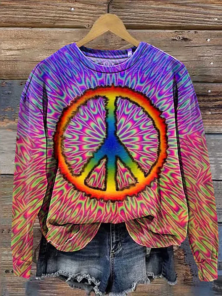 Retro Hippie Peace Sign Love and Peace Casual Sweatshirt