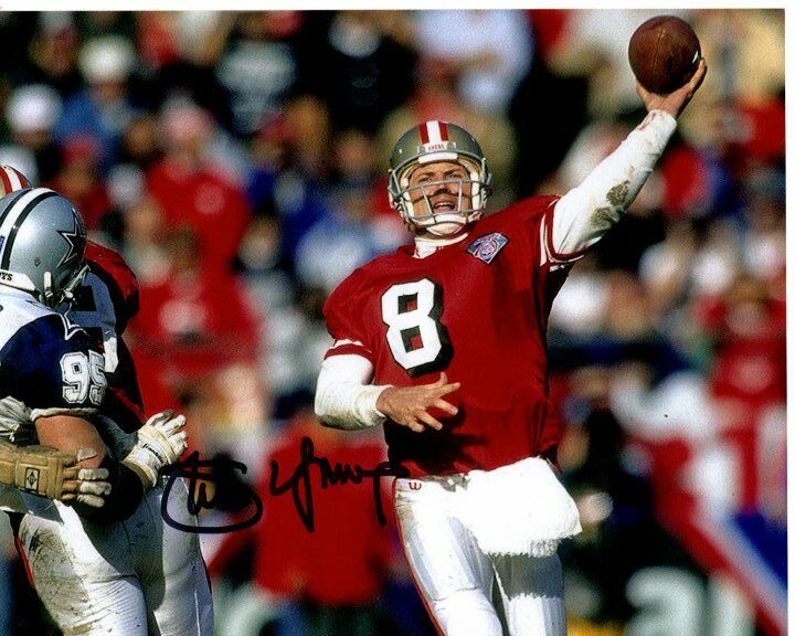 STEVE YOUNG Signed Autographed NFL SAN FRANCISCO 49ERS Photo Poster painting