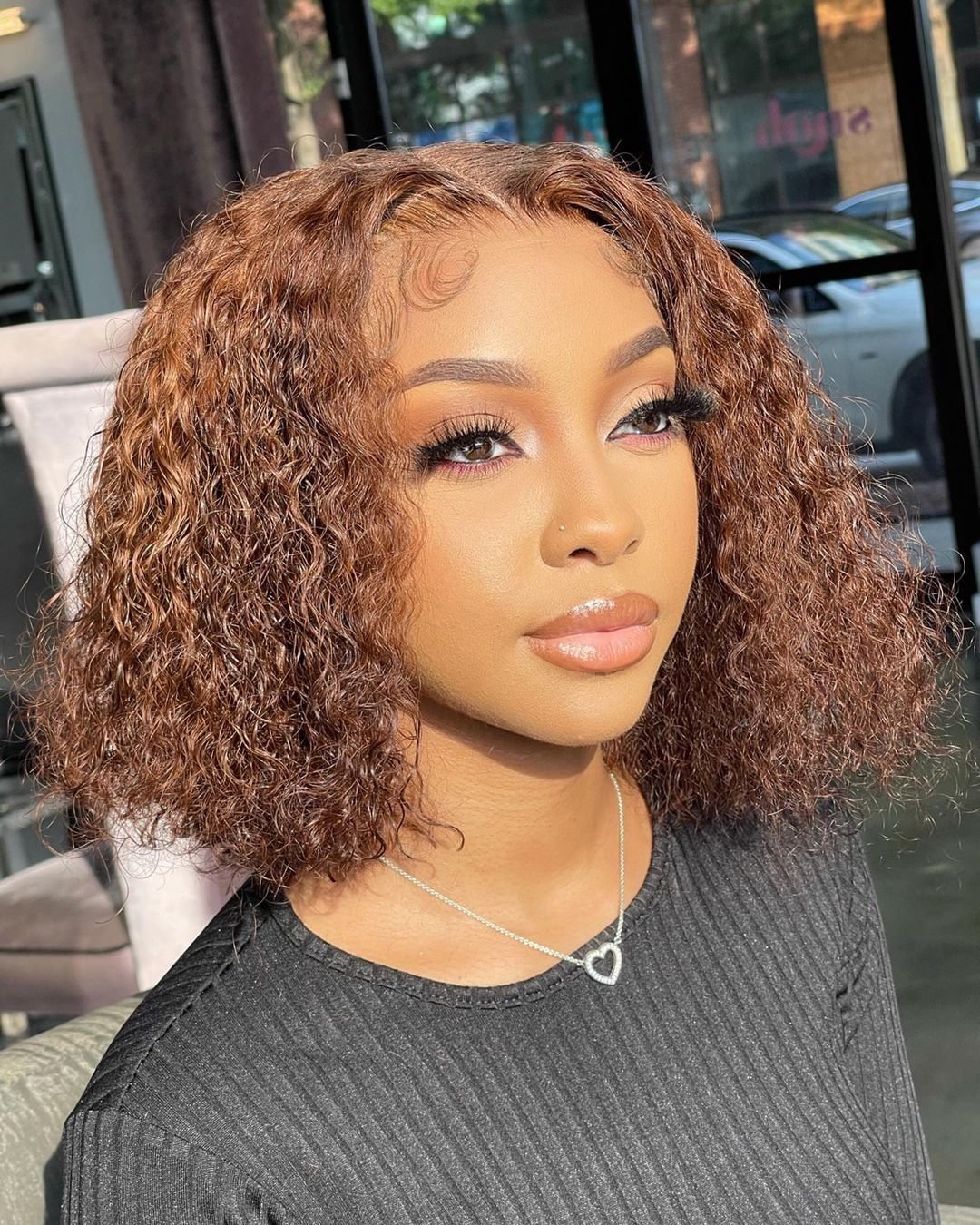 Curly Brown Lace Front Wig Deep Wave Short Bob Wigs US Mall Lifes