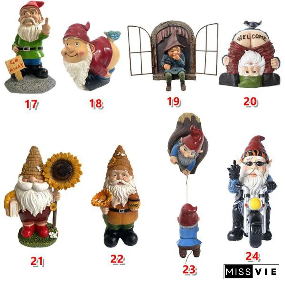 【New】Fairy Resin Statues Miniature Mini Elf Sculpture Dwarf Funny Gnome Statue, Naughty Garden Figurines, For Patio, Yard, Lawn