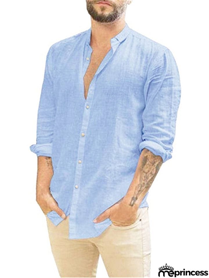 Button Up Black Long Sleeve Shirt Mens