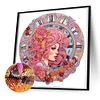 Clock Pink Hair Girl - Crystal Rhinestone Diamond Painting