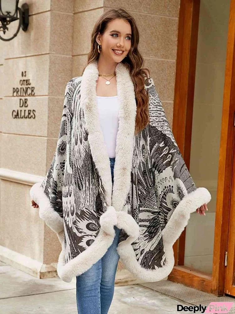 Printed Open Front Poncho