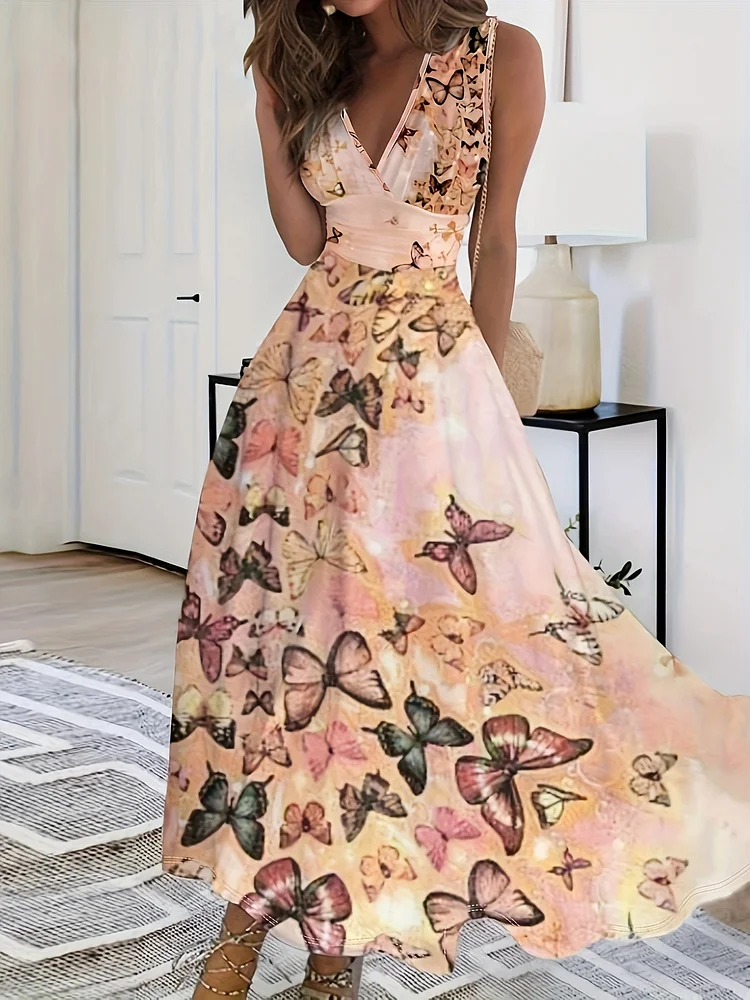 2025 Spring-Summer Fashion Elegant Butterfly Print Dress