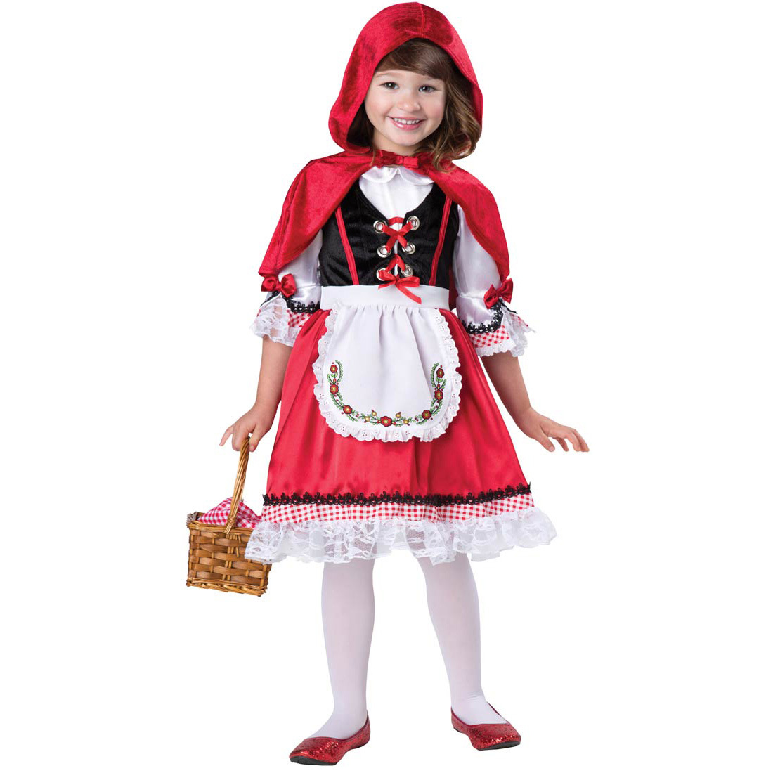 [Wetrose] In Stock Little Red Cosplay Costume Riding Hood Fairy For Kid Girl Kis' Size Children Mid Age Halloween Full Set