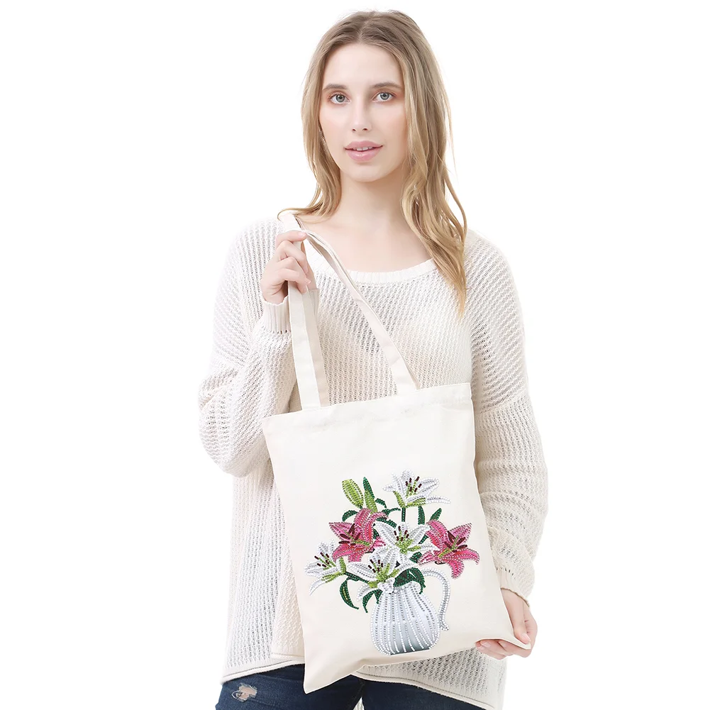 DIY Diamond Painting Eco-Friendly Canvas Bag - Vase