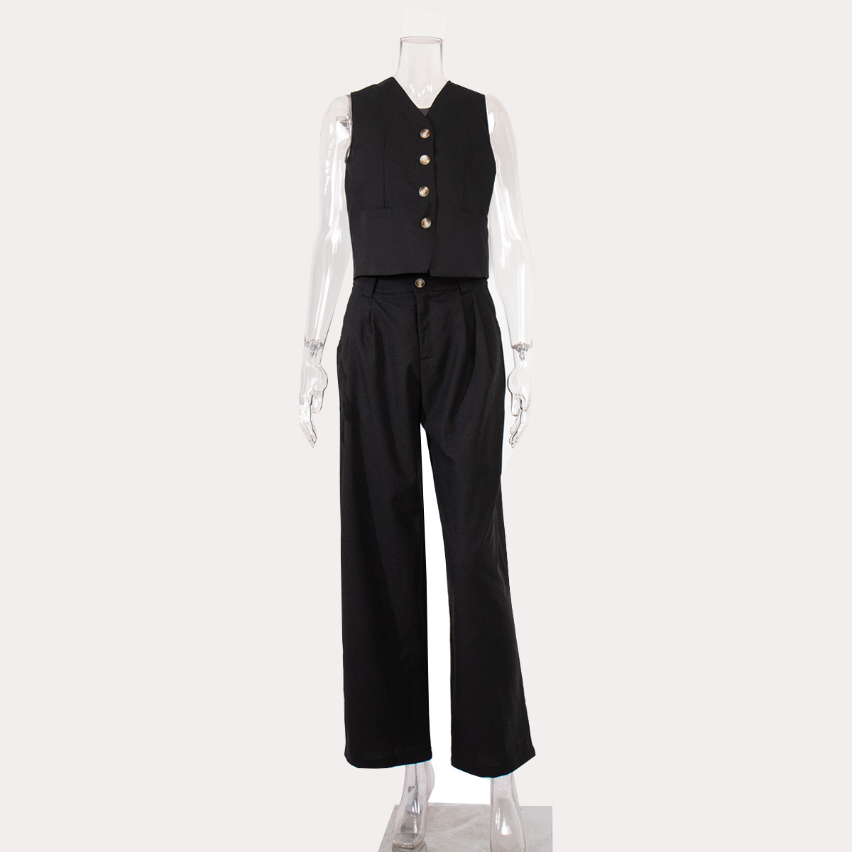 Ootddress 2 Piece-Set Fashion Women Wide Leg Trousers Patchwork High Waist Casual Straight Legg Outfits Vestidos Women's Pants Sets