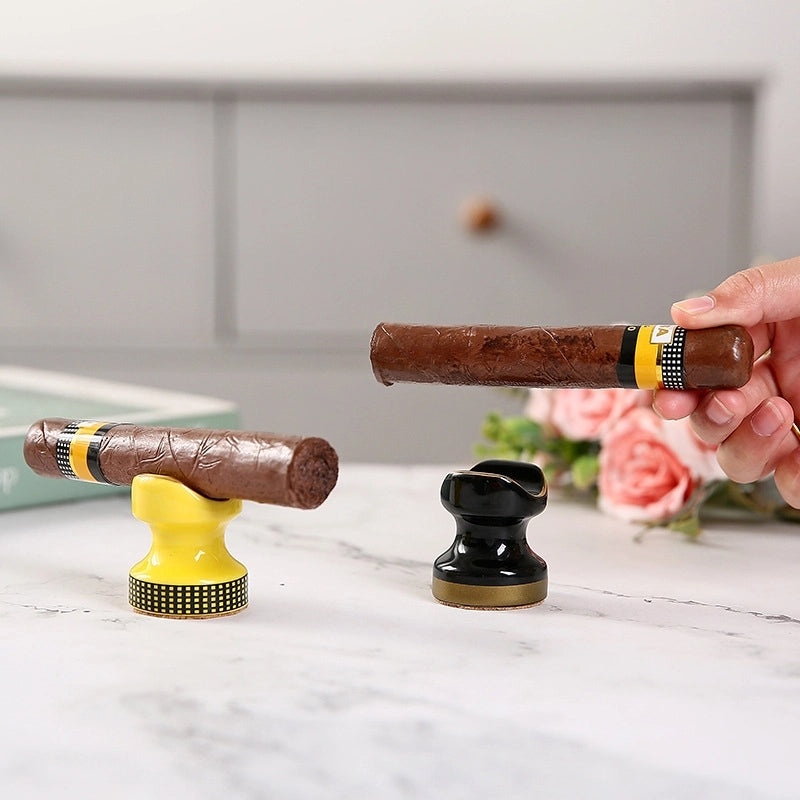 Ceramic Cigar Holder Ashtray Single Portable Mini Creative Gold Two-color Cigar Holder European Style