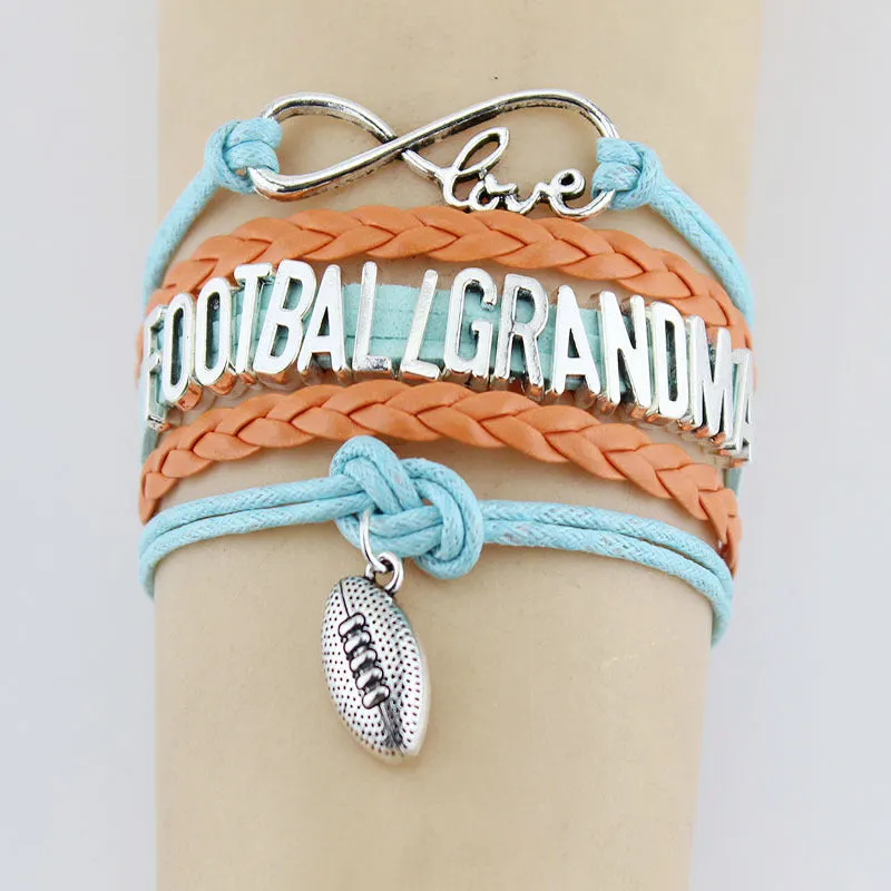 Football Mom/Grandma Multi-Layered Rope Braided Bracelet