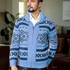 Men's Vintage Pattern Slim Fit Zipper Knitted Cardigan Sweater
