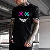 Men's Fashion Smiley Pattern Print Color Matching Casual Short Sleeve T-Shirt by Inlyline