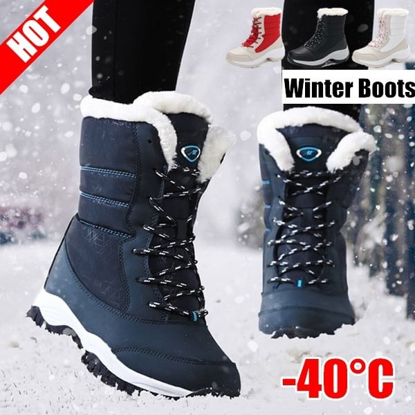 Women Boots Waterproof Winter Shoes Women Snow Boots Platform Keep Warm Ankle Winter Boots With Thick Fur Heels Botas Mujerv - Shop Trendy Women's Clothing | LoverChic