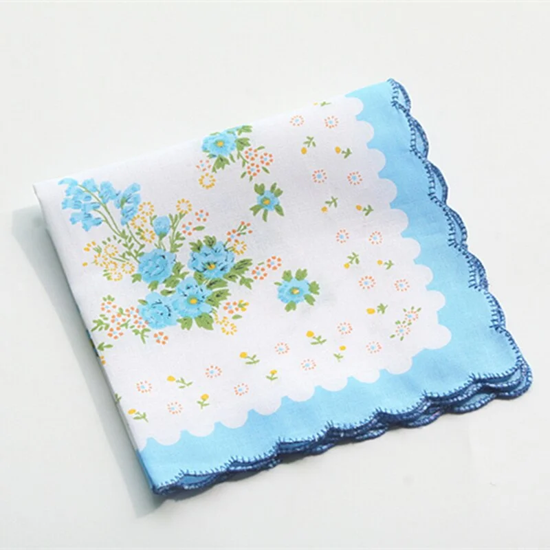 Handkerchiefs Women Soft Floral Printing Cotton Elegant Classic Pockets Square Handkerchief Womens National Style Simple Trendy