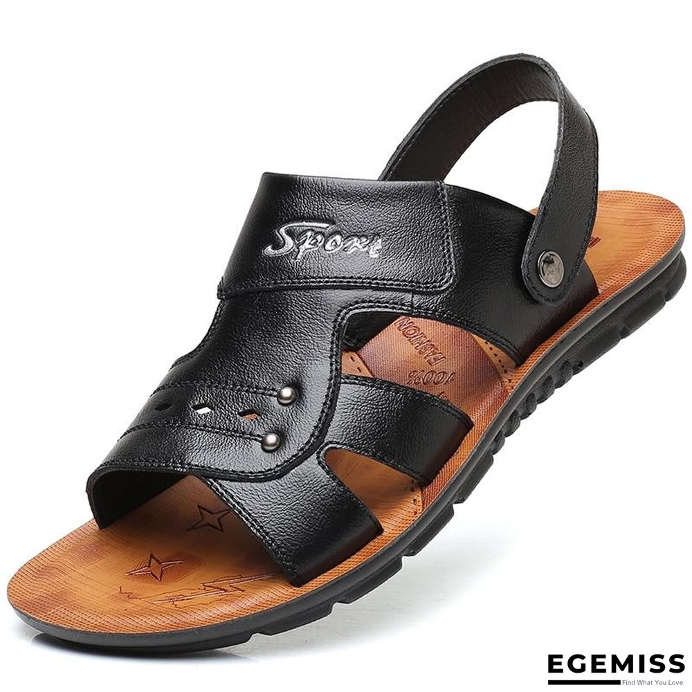 Big Size Men's Genuine Leather Sandals Non-Slip Slippers Flats Beach Shoes | EGEMISS