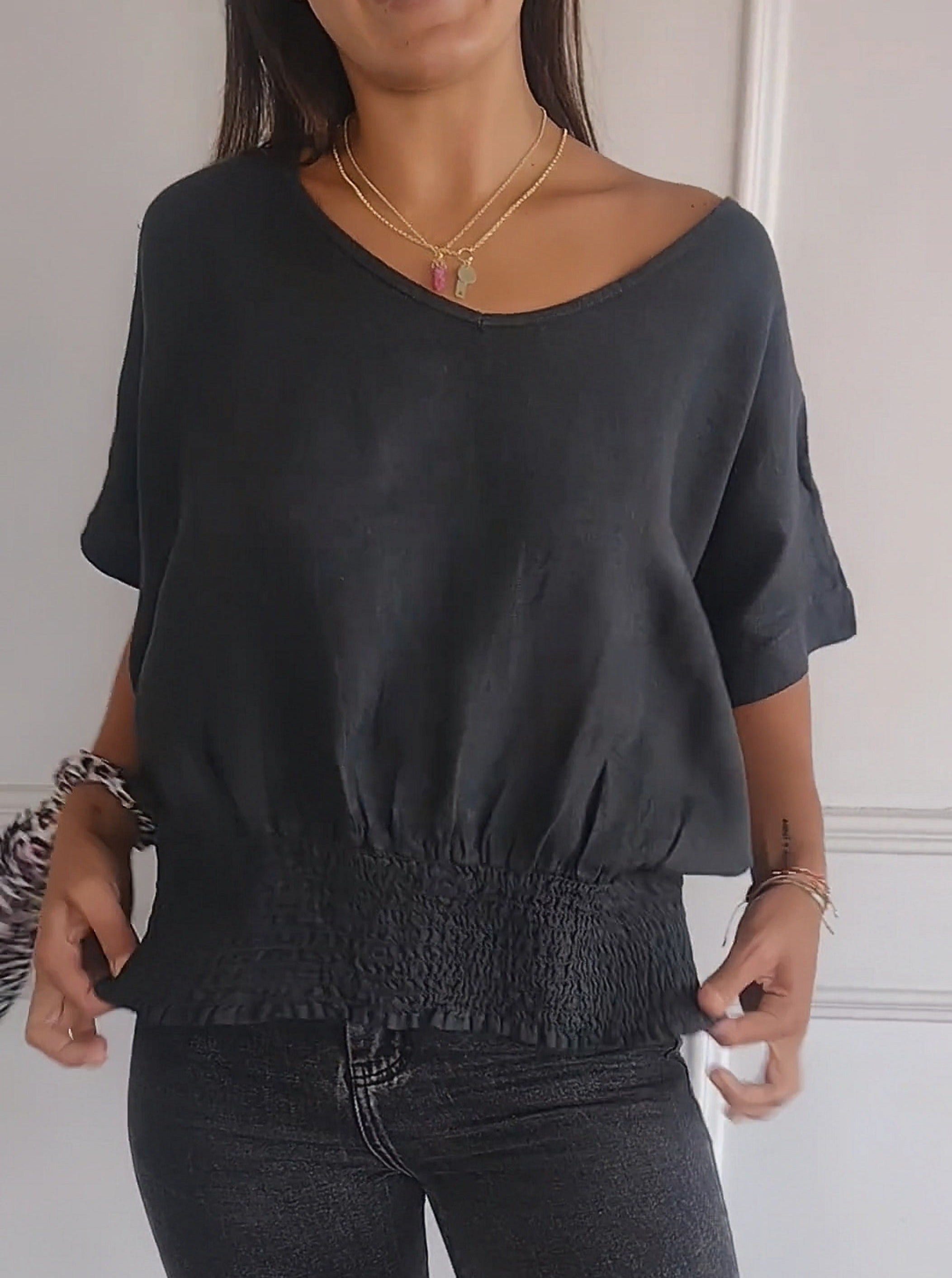 Ladies V-neck Short Sleeve T-shirt