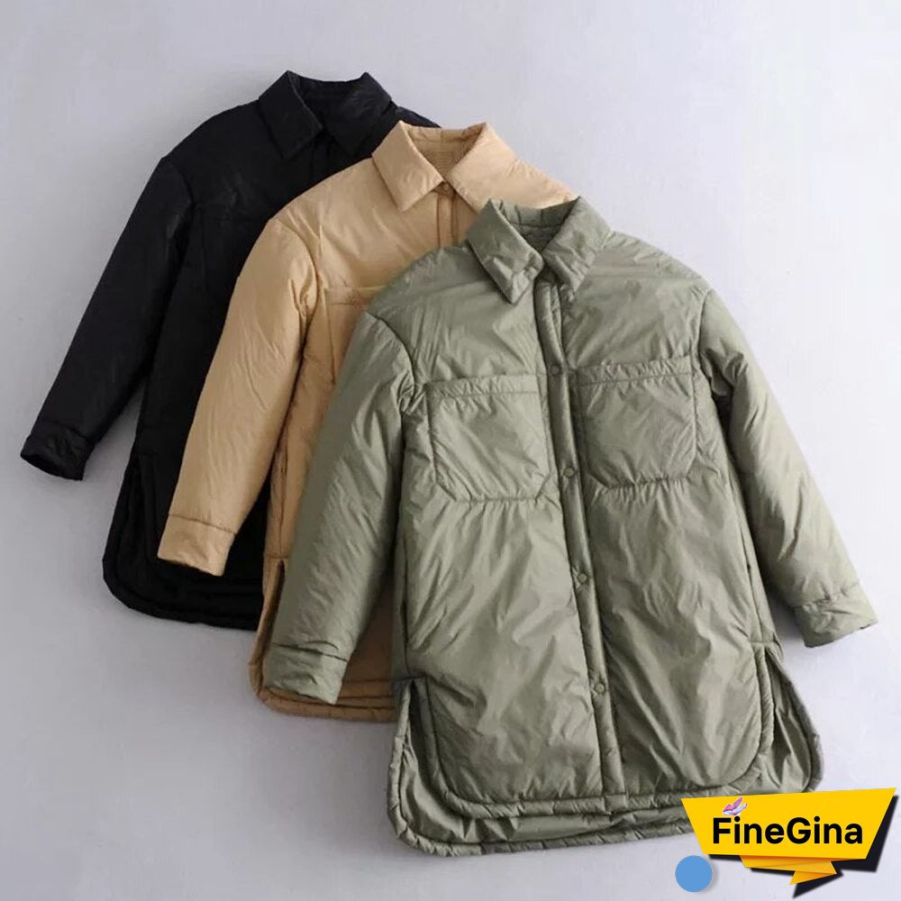 Vintage Loose Shirt Jacket Women Winter Coat Casual Button Baseball Bomber Jacket Korean Za Coats And Loose Light Parka