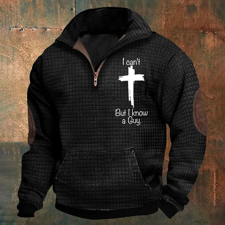 Comstylish Men's Cross Outdoor Waffle Collar Sweatshirt