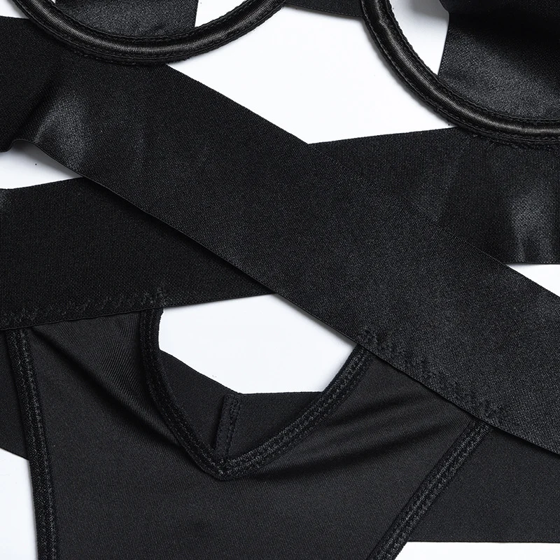 Billionm Black Bandage Lingerie Sexy Exotic Underwear Hollow Out Women Bodysuit Halter Porno Langerie European Clothing Sex Costumes Plus