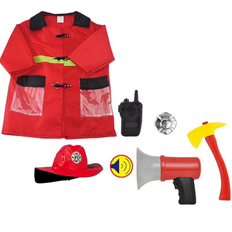 Firefighter Halloween Costume Fireman Uniform For Children Kids-elleschic