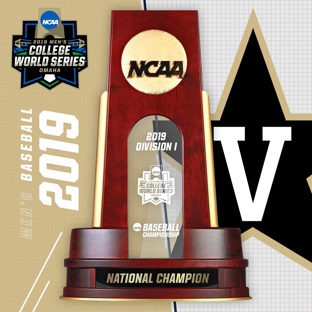 2019 NCAA Division I Men's Baseball National Championship Trophy-Vanderbilt Commodores
