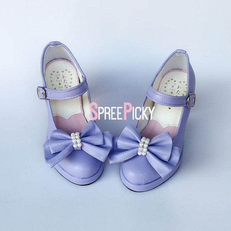 Lilac Dolly Ribbon Pearl Shoes SP1710202