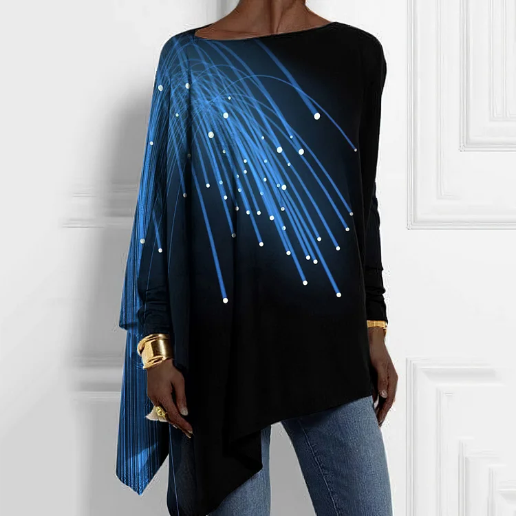 Western Abstract Print Crew Neck Loose T-Shirt