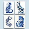 (Multi-Style) Blue And White Porcelain Cat-11CT Stamped Cross Stitch 40*53cm/15.75*20.87in