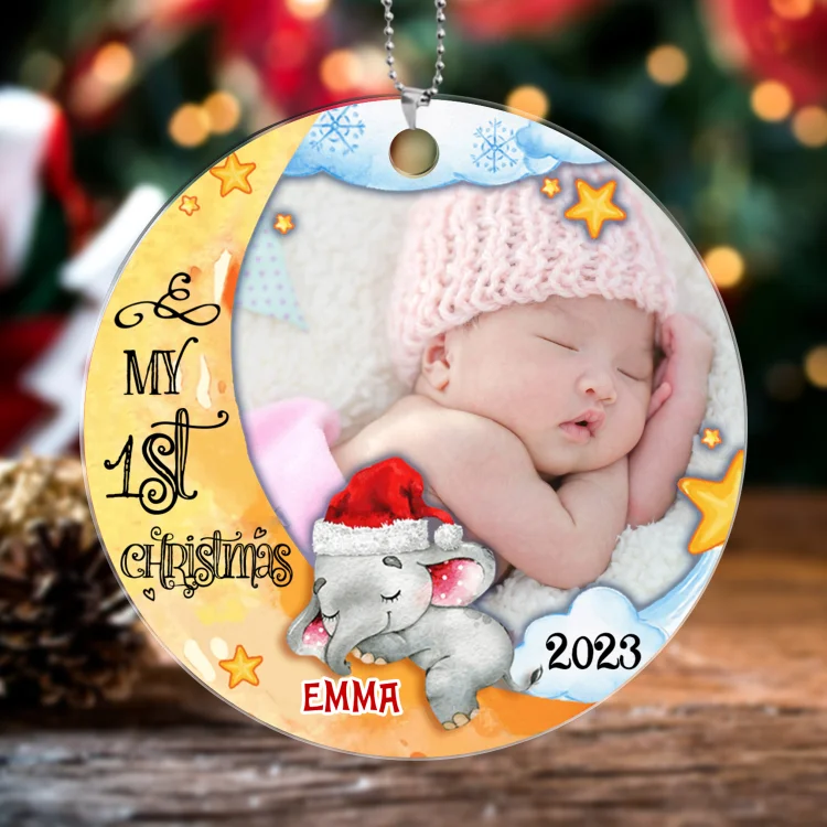 Personalized Christmas Ornament Custom Name & Photo Christmas Tree Decor Gift for Baby - My 1st Christmas