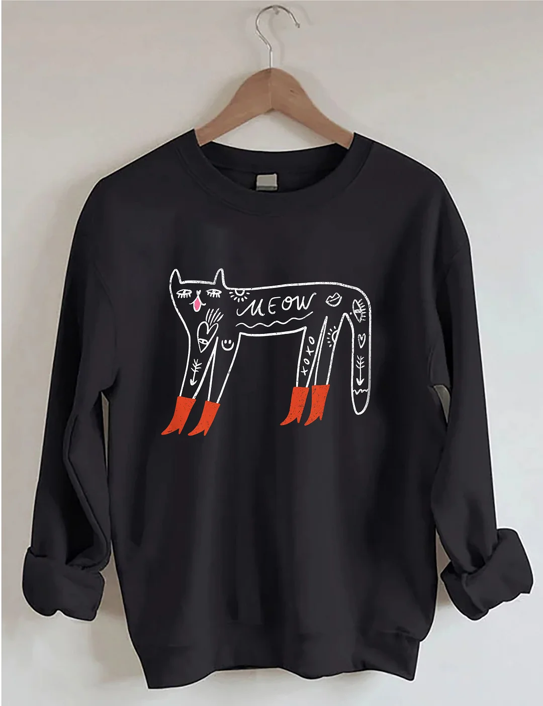 Cute Cat With Red Boots Sweatshirt