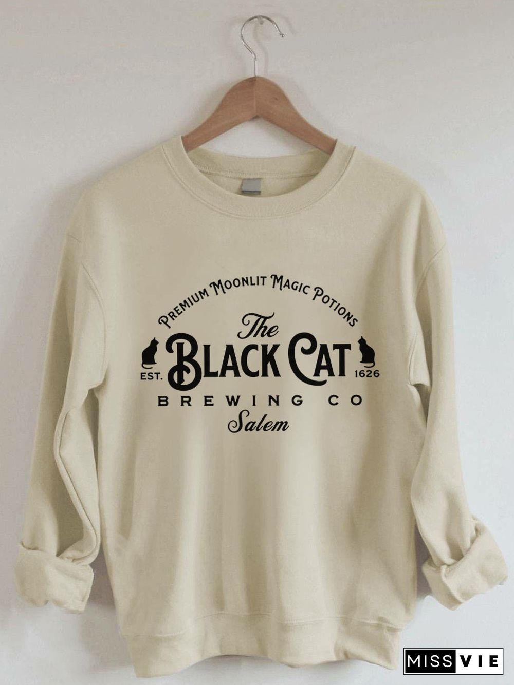 Women's Salem Massachusetts The Black Cat Brewing Co Salem Print Sweatshirt