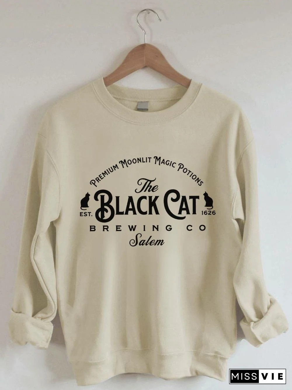 Women's Salem Massachusetts The Black Cat Brewing Co Salem Print Sweatshirt