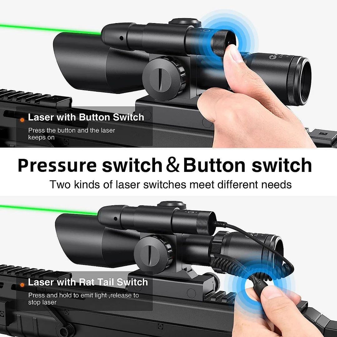 ohhunt® 2.5-10x40e Red & Green Illuminated Rifle Scope Mil-dot Gun Scope Green Laser Combo with Pressure Switch