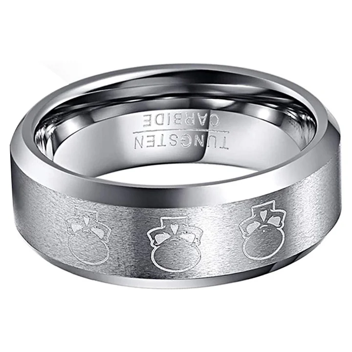 4MM 6MM 8MM 10MM Mens Women Silver Matte Finish Tungsten Carbide Rings High Polished Beveled Edge Carbon Fiber Couple Wedding