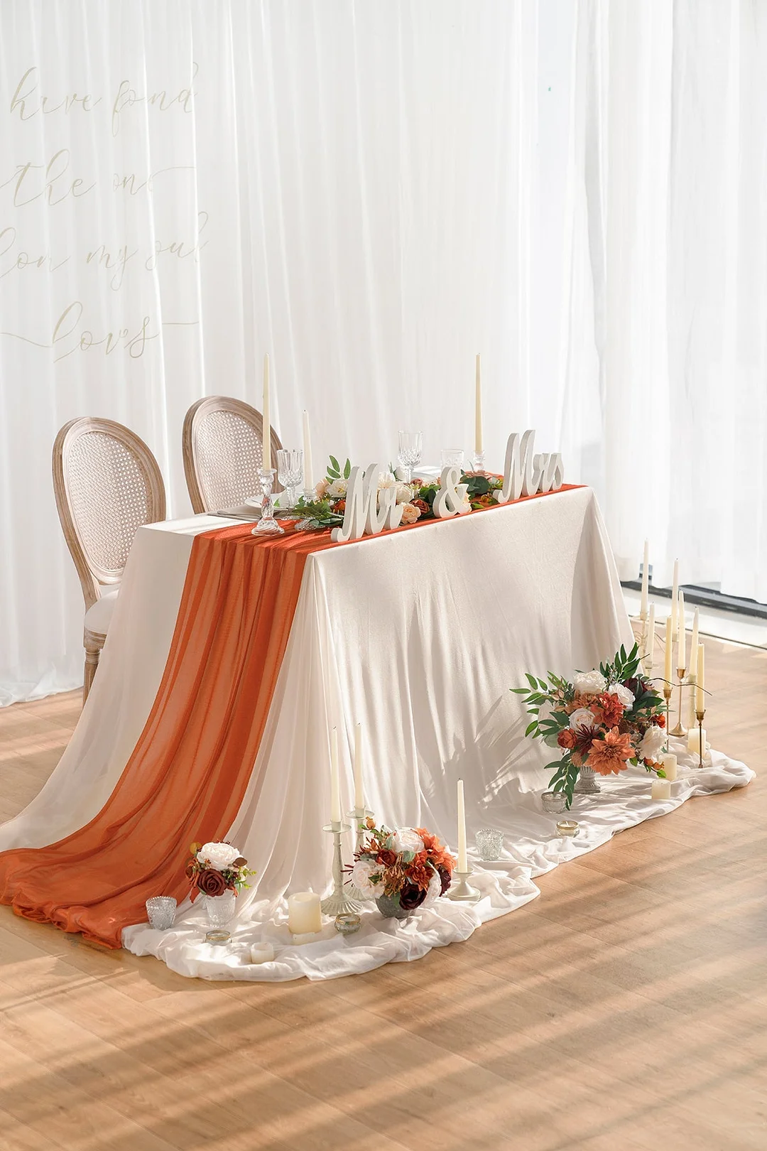 Table Cloth & Table Runner Set for Sweetheart/Head Table - 13 Colors