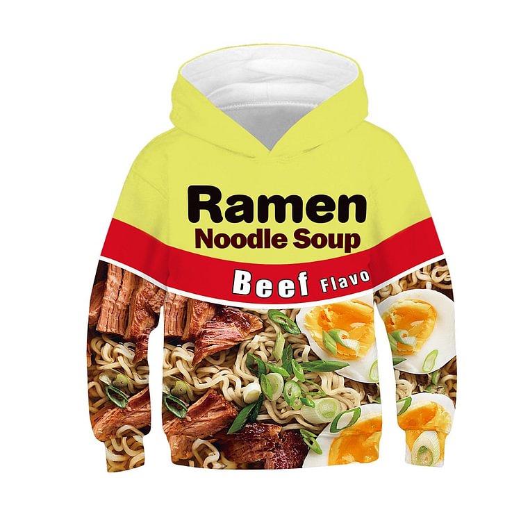 Kids Ramen Noodle Soup Beef Flaver Hoodie Unisex Sweatshirt-Mayoulove