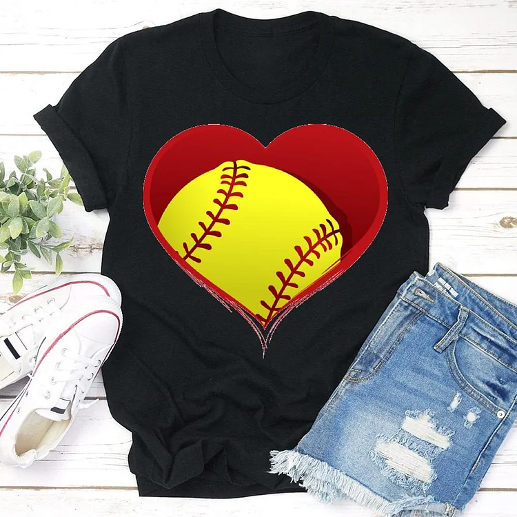AL™ HEART SOFTBALL  T-shirt Tee - 01310-Annaletters