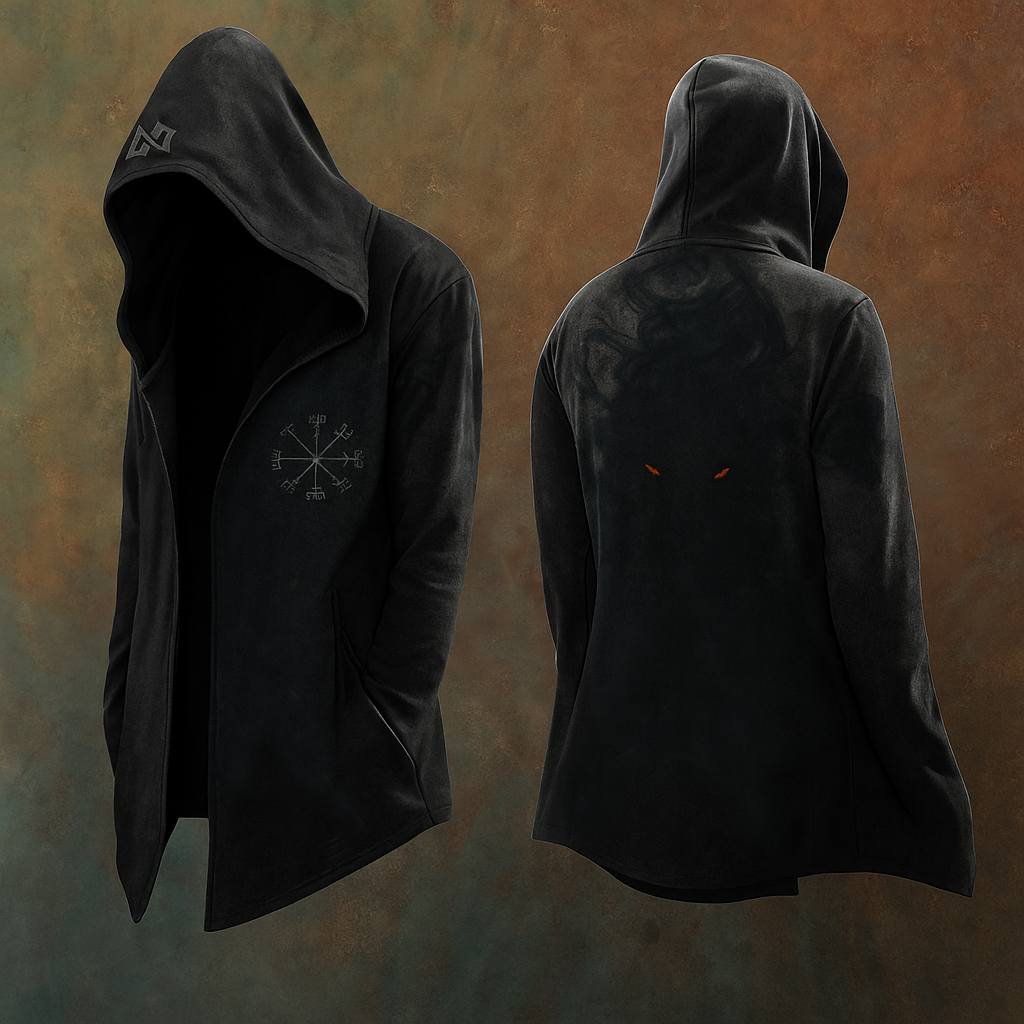 Men's Viking Mythology Dark Wolf Odin Totem Hooded Jacket / Rvogue / Rvogue