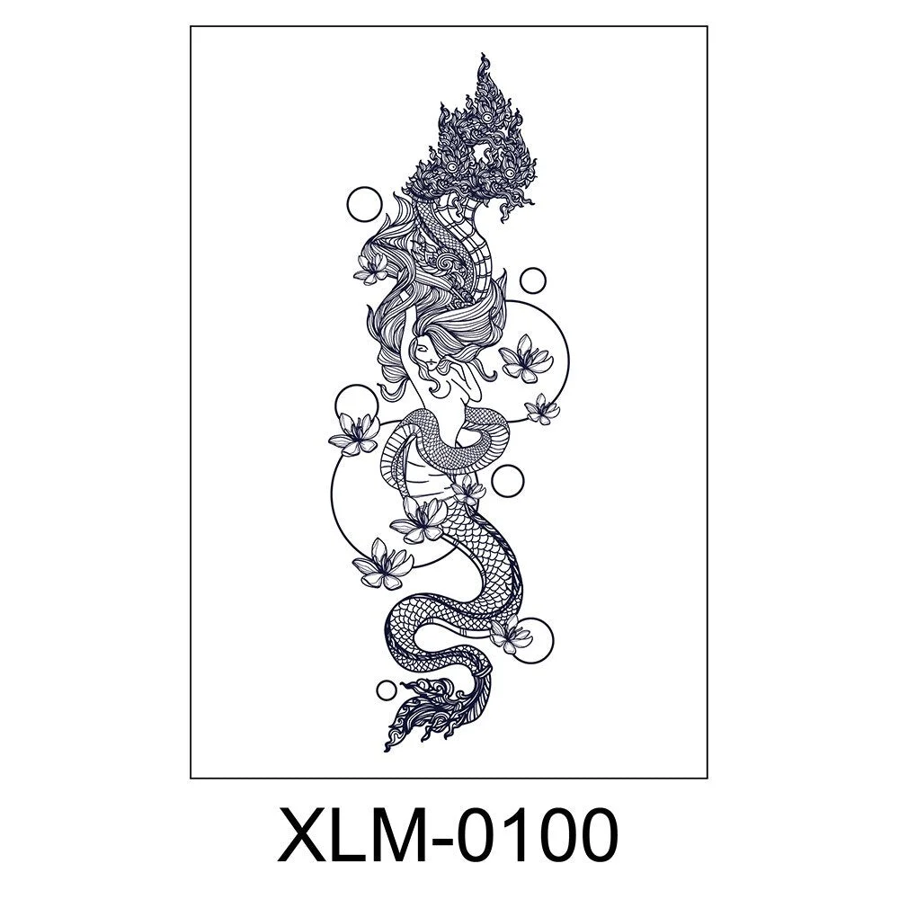 Semi-permanent waterproof sweat plant lasting big picture tattoo flower arm non-reflective herbal juice tattoo sticker