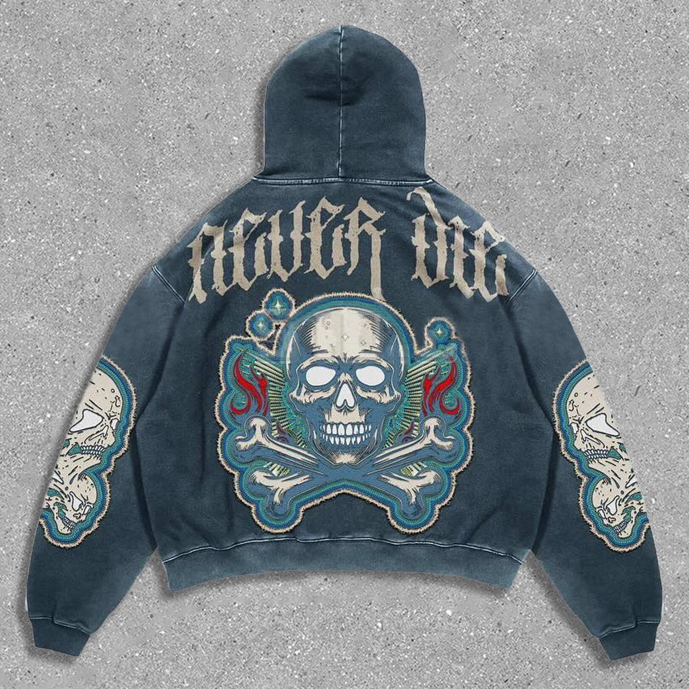 Vintage skull print hoodie