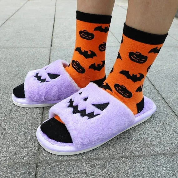Halloween Jack O Lantern Pumpkin Spooky Slippers