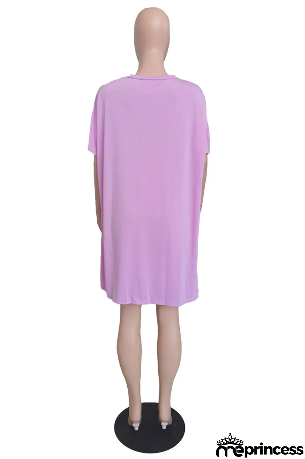 Rose Red Fashion Casual Letter Lips Printed Slit V Neck Two Pieces