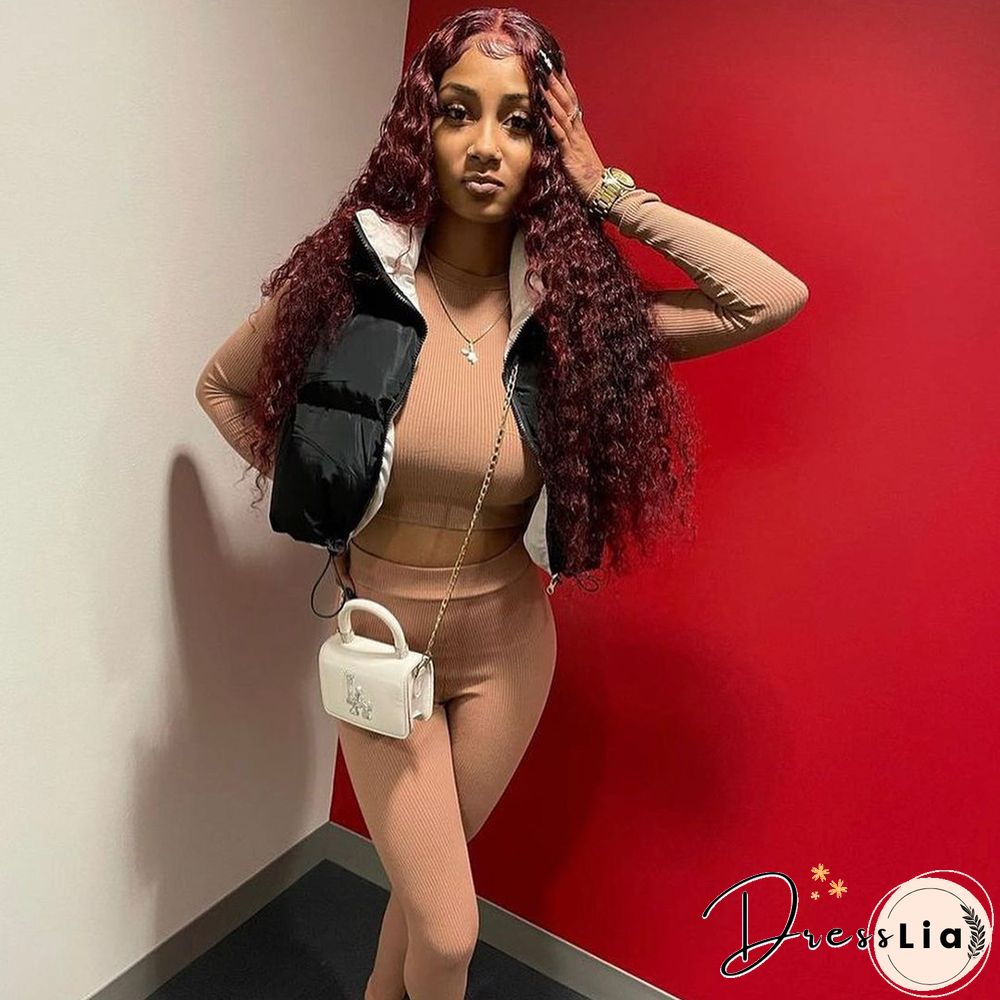 Zip Up Stand Collar Padded Puffy Vest Jackets