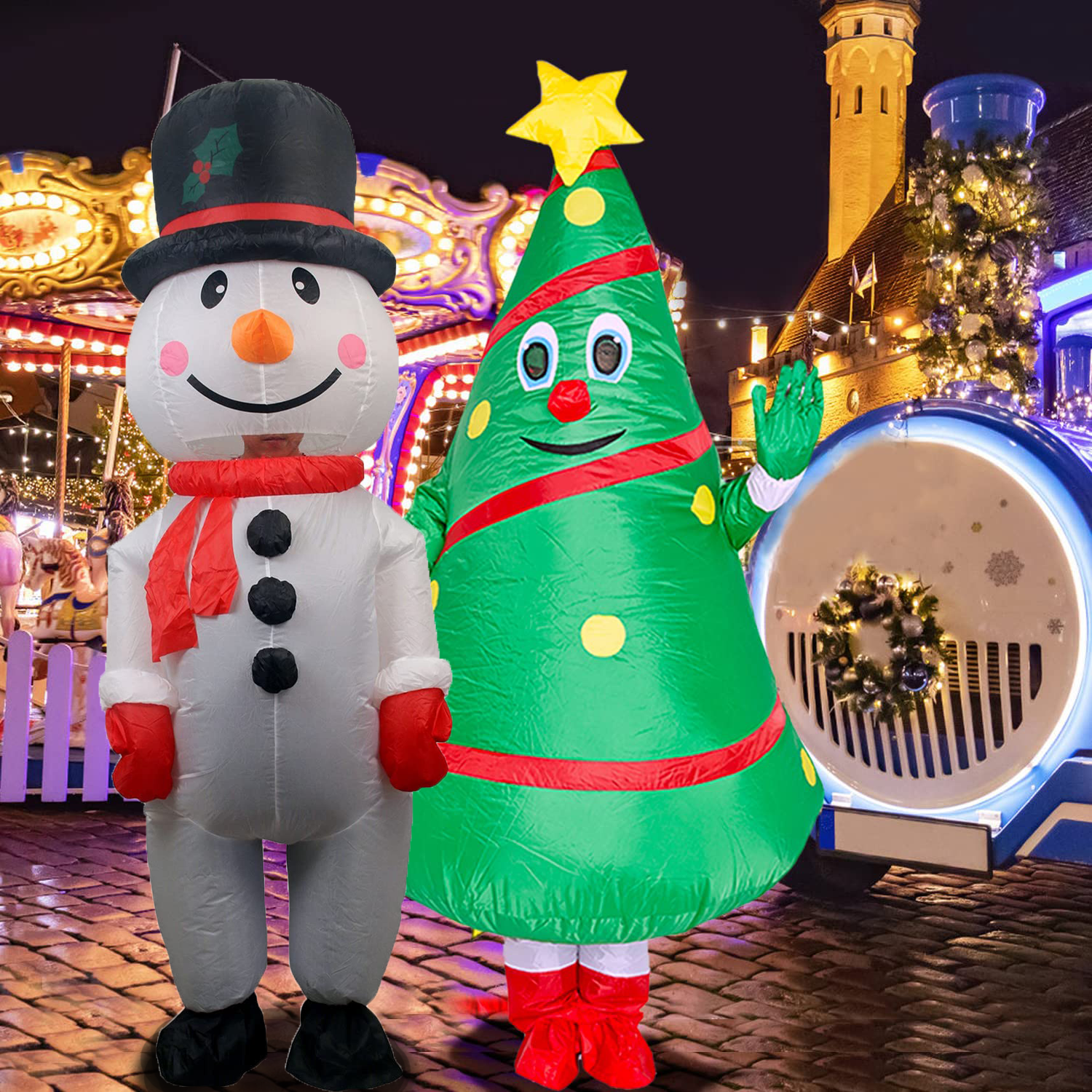 Inflatable Christmas Costume, Adult Christmas tee Blow Up Suit Funny Cosplay Costume Christmas Party