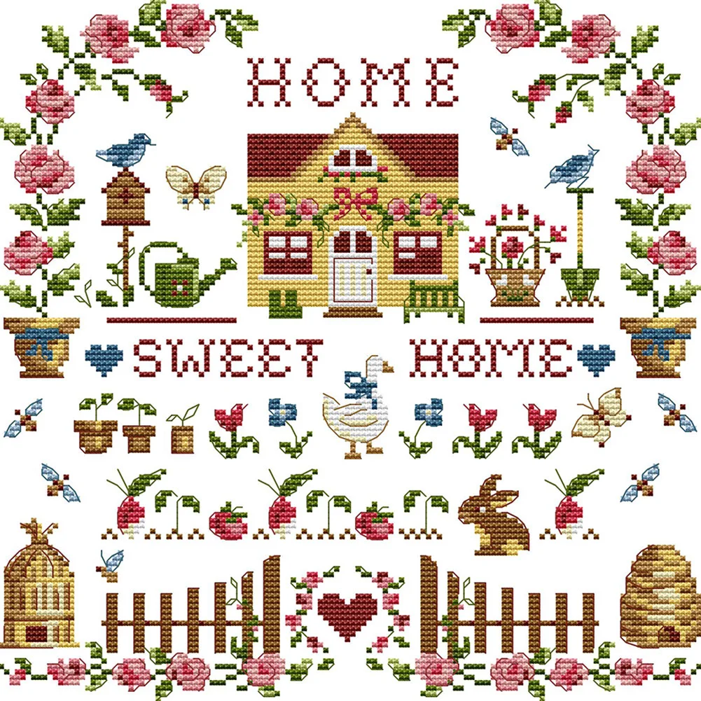 Partial Printed Cross Stitch 14CT - Sweet Home(31*31cm)