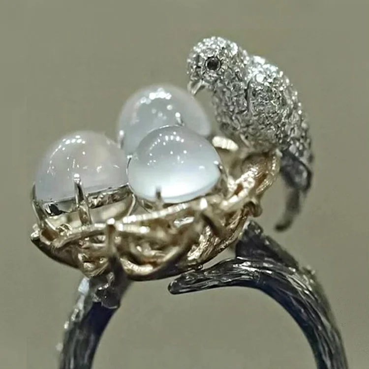 Vintage Gemstone Moonstone Bird'S Nest Ring