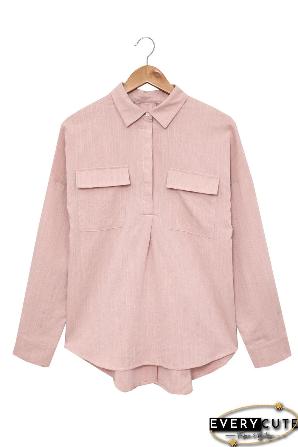 Khaki Buttoned Long Sleeve Shirt with Pocket