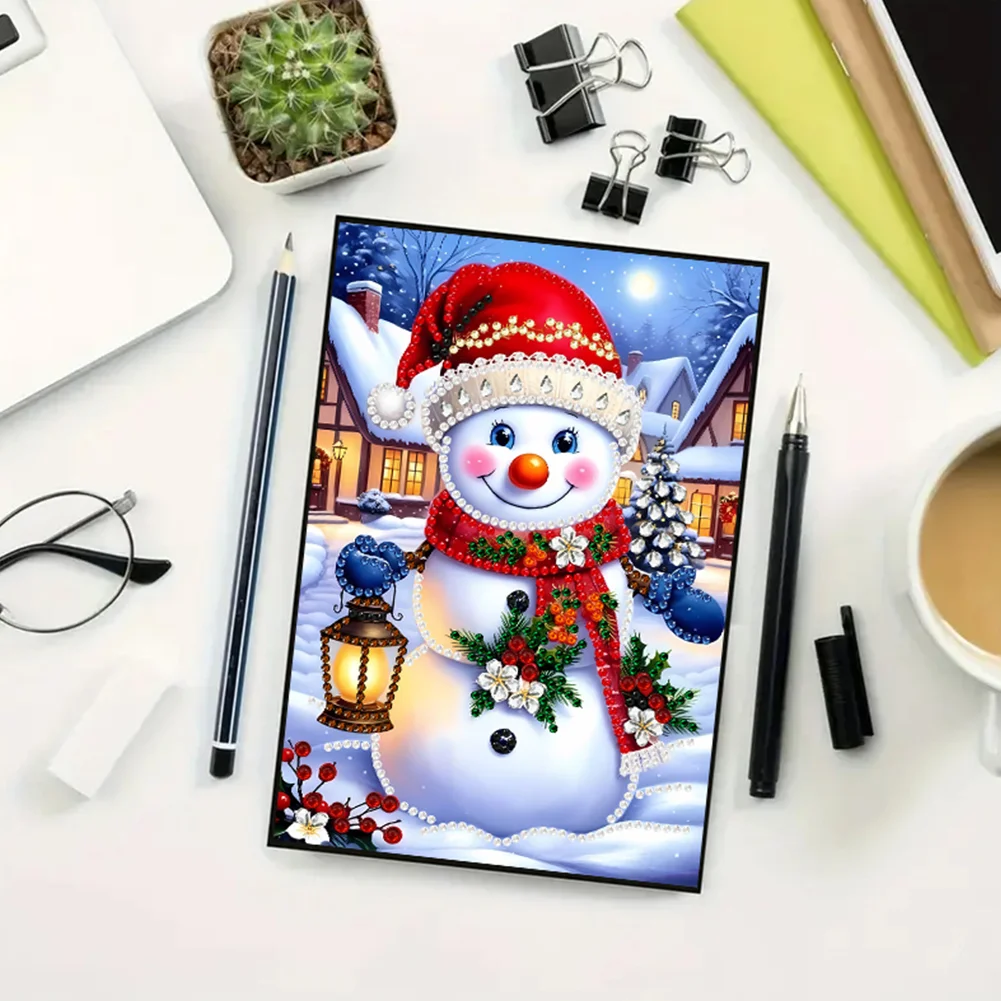 2pcs 50-Page A5 Snowman Diamond Painting Notebook for Adults Holiday Gift