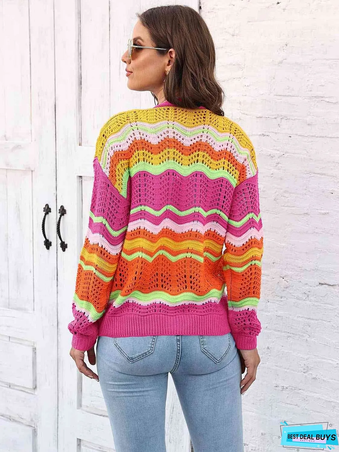 Open Front Openwork Cardigan